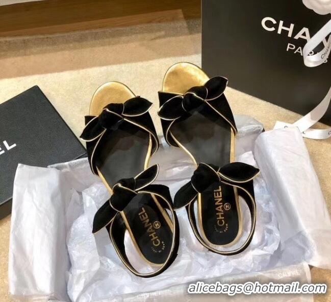 Buy Discount Chanel Lambskin & Velvet Knot Sandals G35298 Black 2020