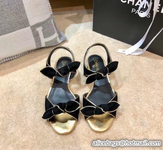 Buy Discount Chanel Lambskin & Velvet Knot Sandals G35298 Black 2020