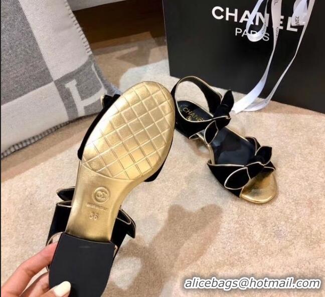 Buy Discount Chanel Lambskin & Velvet Knot Sandals G35298 Black 2020