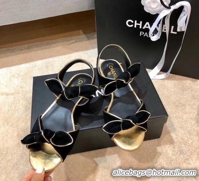 Buy Discount Chanel Lambskin & Velvet Knot Sandals G35298 Black 2020