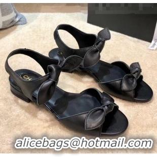 New Product Chanel Lambskin Knot Sandals G35298 Black 2020