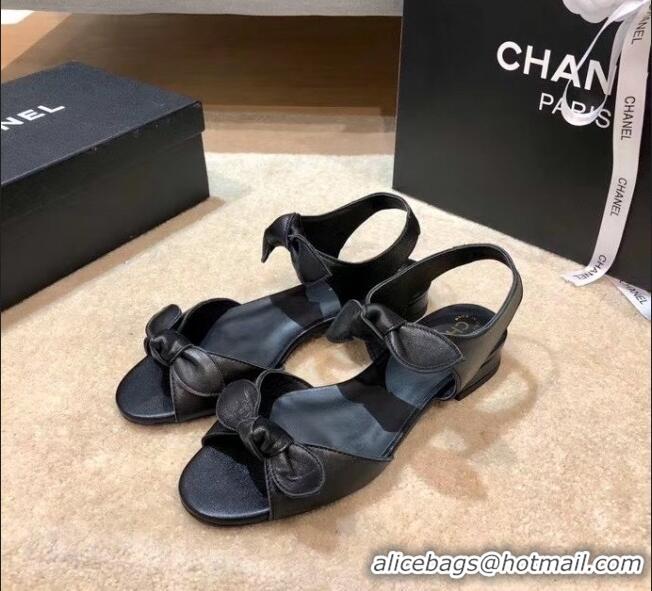 New Product Chanel Lambskin Knot Sandals G35298 Black 2020