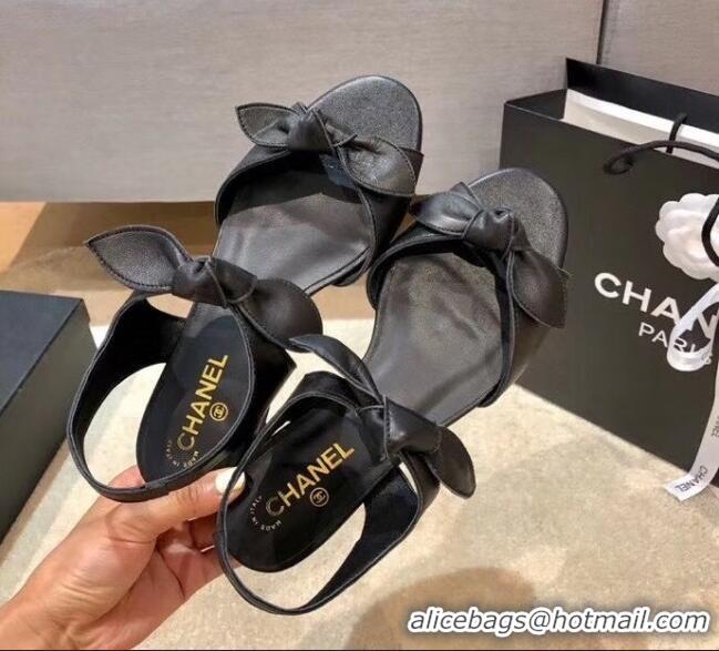 New Product Chanel Lambskin Knot Sandals G35298 Black 2020