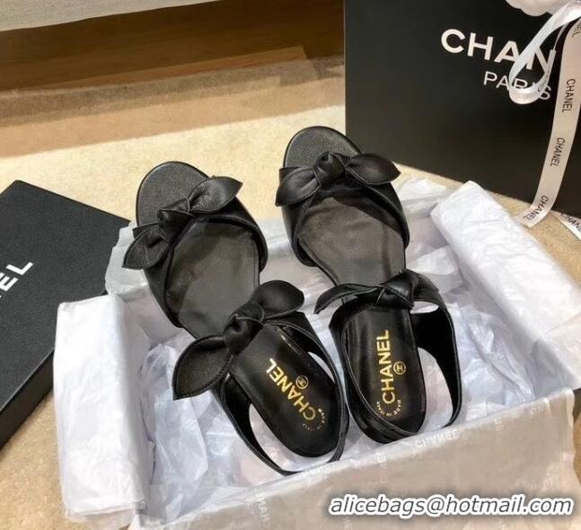 New Product Chanel Lambskin Knot Sandals G35298 Black 2020