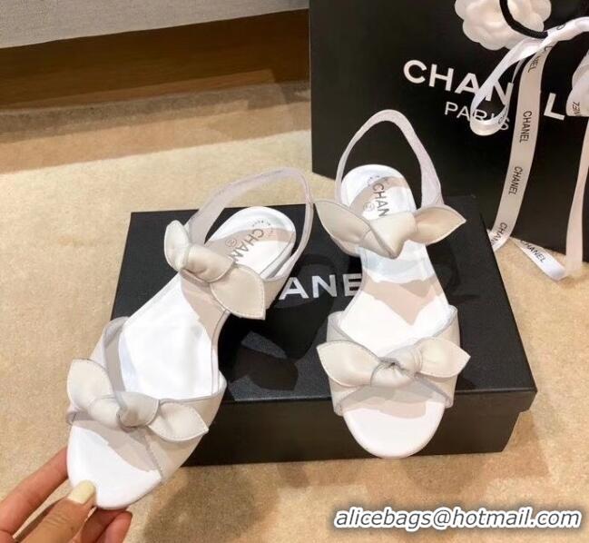 AAAAA Discount Chanel Lambskin Knot Sandals G35298 White 2020