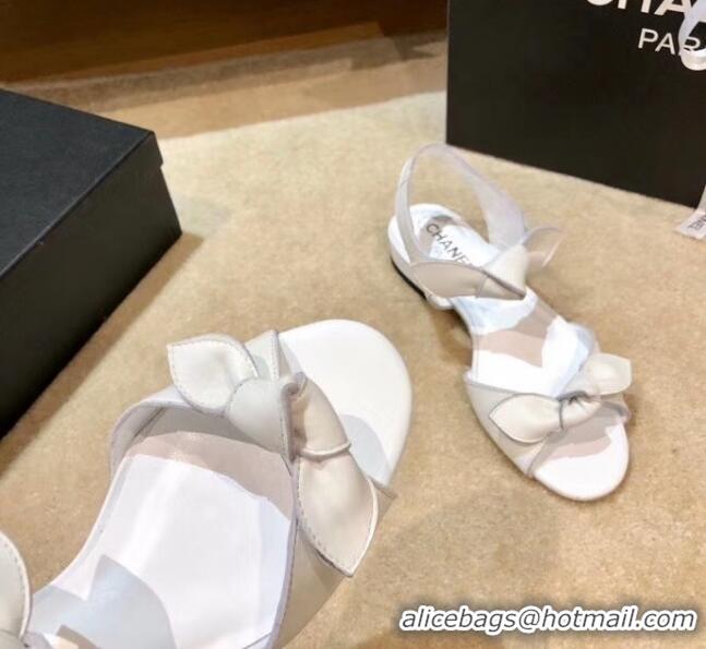 AAAAA Discount Chanel Lambskin Knot Sandals G35298 White 2020