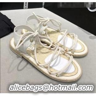 Buy Discount Chanel Suede Kidskin Sandals G36176 White 2020