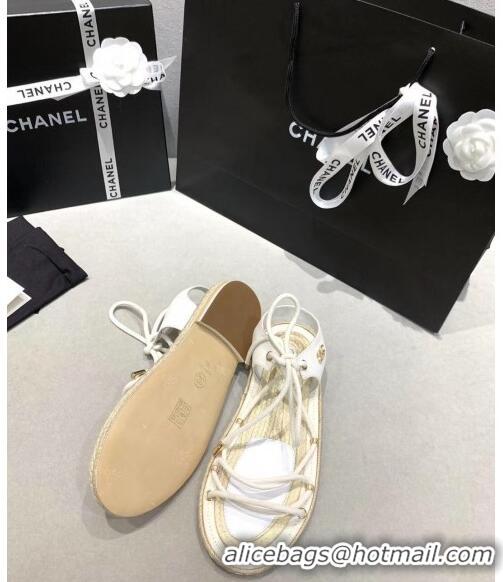 Buy Discount Chanel Suede Kidskin Sandals G36176 White 2020