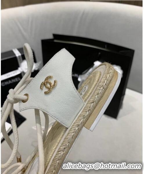 Buy Discount Chanel Suede Kidskin Sandals G36176 White 2020