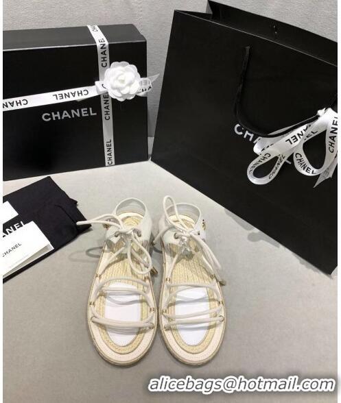 Buy Discount Chanel Suede Kidskin Sandals G36176 White 2020