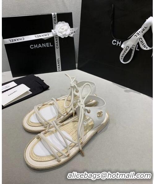 Buy Discount Chanel Suede Kidskin Sandals G36176 White 2020