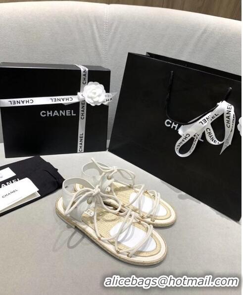 Buy Discount Chanel Suede Kidskin Sandals G36176 White 2020