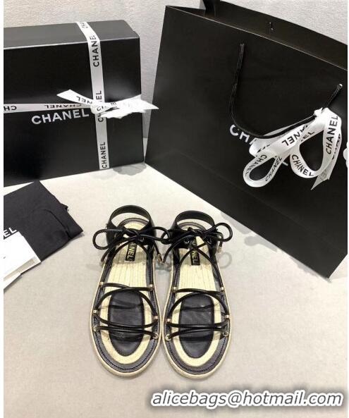 Best Cheap Chanel Kidskin Leather Sandals G36176 Black 2020