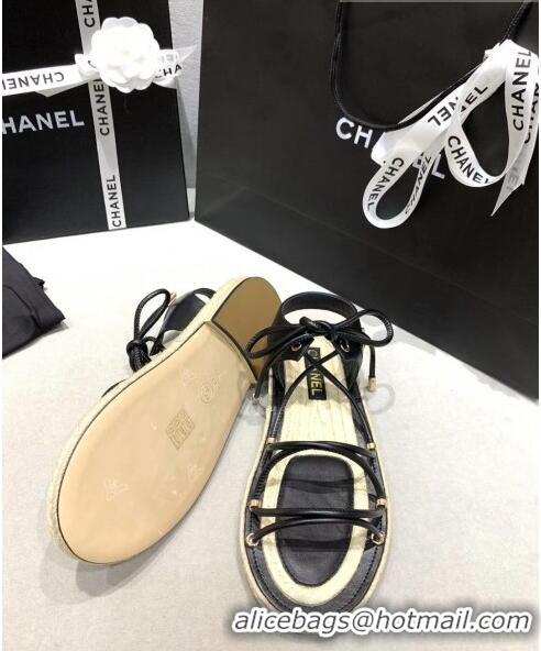 Best Cheap Chanel Kidskin Leather Sandals G36176 Black 2020