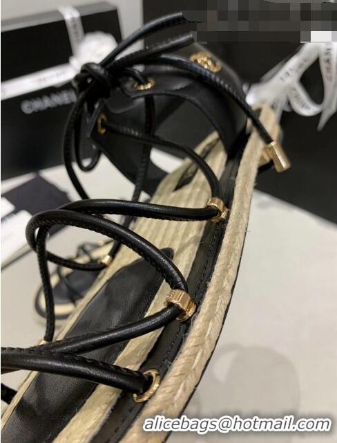 Best Cheap Chanel Kidskin Leather Sandals G36176 Black 2020