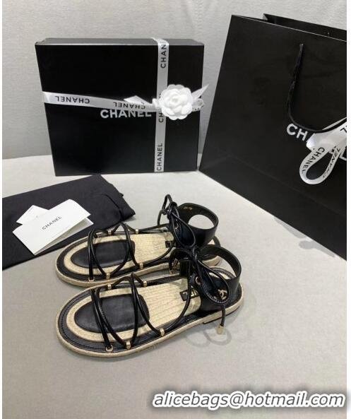 Best Cheap Chanel Kidskin Leather Sandals G36176 Black 2020