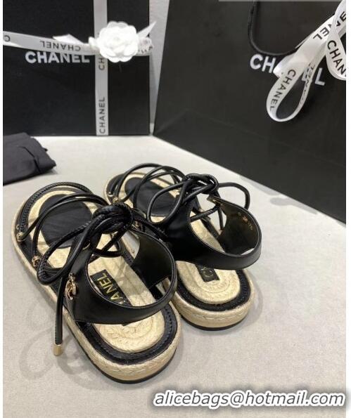 Best Cheap Chanel Kidskin Leather Sandals G36176 Black 2020