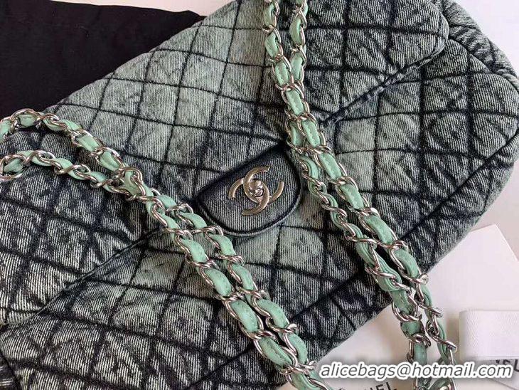 Grade Quality Chanel Quilted Denim Large Flap Bag AS1114 Green