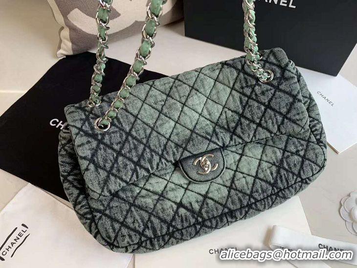 Grade Quality Chanel Quilted Denim Large Flap Bag AS1114 Green