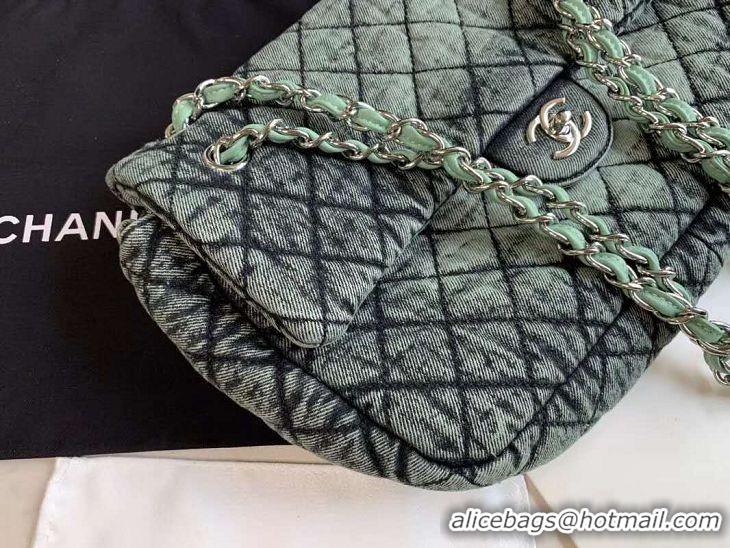 Grade Quality Chanel Quilted Denim Large Flap Bag AS1114 Green