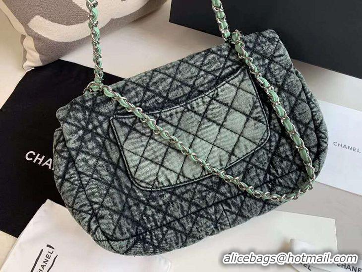 Grade Quality Chanel Quilted Denim Large Flap Bag AS1114 Green