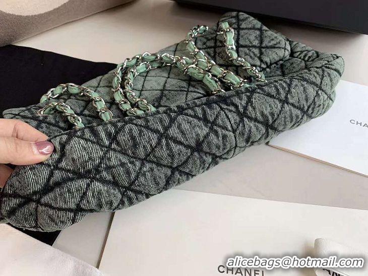 Grade Quality Chanel Quilted Denim Large Flap Bag AS1114 Green