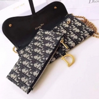 Classic Dior SADDLE DENIM CANVAS Chain Clutch bag S5614 dark blue