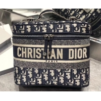 Top Quality Dior Vanity Case Bag in Oblique Canvas CD1614 Blue