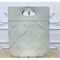 Unique Grade Bottega Veneta Small Cabat Shopping Tote in Maxi Woven Leather BV91020 White