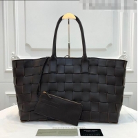 Grade Quality Bottega Veneta Medium Tote Bag in Maxi Woven Leather BV01023 Dark Brown