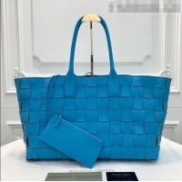 Shop Fashion Bottega Veneta Medium Tote Bag in Maxi Woven Leather BV01023 Blue