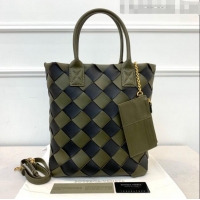 Good Product Bottega Veneta Maxi Cabat 30 Tote in Woven Nappa Lambskin BV12603 Dark Green/Black