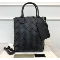 Famous Brand Bottega Veneta Maxi Cabat 30 Tote in Woven Nappa Lambskin BV12603 All Black