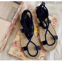 Promotional Dior Diorexpress Embroidered and Woven Cotton Sandal G41550 Blue 2020