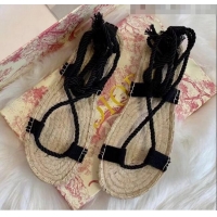 Top Quality Dior Diorexpress Embroidered and Woven Cotton Sandal G41550 Black 2020