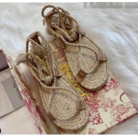 Most Popular Dior Diorexpress Embroidered and Woven Cotton Sandal G41550 Beige 2020