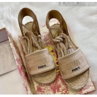 Promotional Dior Granville Dior Oblique Embroidered Cotton Lace-up Espadrille Sandal CD41554