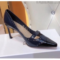 Buy Discount Dior Spectadior Strap Pumps in Perforated Leather CD1804 Black/Blue 2020