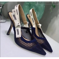 Imitation Dior J'Adior Slingback Fishnet Pump With 9.5cm Heel CD1809 Blue 2020