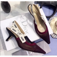 Luxury Cheap Dior J'Adior Slingback Fishnet Pump With 6.5cm Heel CD1812 Burgundy 2020