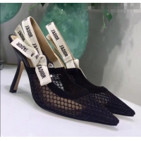 Super Quality Dior J'Adior Slingback Fishnet Pump With 9.5cm Heel CD1816 Black 2020