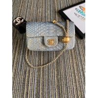 Good Quality Chanel Original Small Snake skin flap bag AS1116 grey