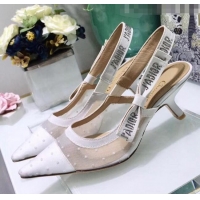 Super Quality Dior J'Adior Slingback Plumetis Pump With 6.5cm Heel CD1822 White