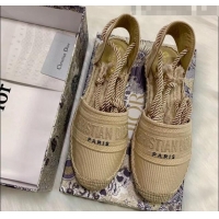 New Fashion Dior Oblique Embroidered Cotton Lace-up Espadrille 43027 Beige 2020