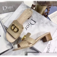 Promotional Dior 30 MONTAIGNE Heeled Slide Sandals in Crocodile Pattern Calfskin CD1403 Beige