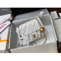 Top Grade Chanel MINI Flap Bag Original Sheepskin Leather AS1786 White