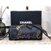 Top Sale Chanel Original Sheepskin Leather Bowling Bag AS1779 black