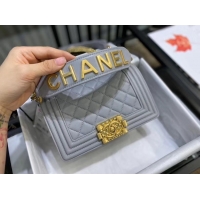 Unique Grade BOY CHANEL flap bag A67086 grey