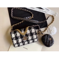 Charming CHANEL 19 Flap Bag WOC 33817 black&white