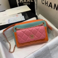 Top Design CHANEL Small camera bag lambskin & Gold-Tone Metal AS1367 Pink&orange&green